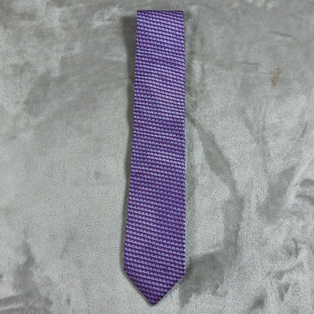 Canali Tie Mens 59x3.25 Purple Silk Made In Italy Geometric Luxury Necktie